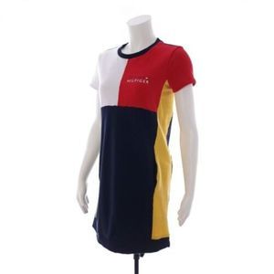 Tommy Hilfiger Womens Size XS Color Block Short Sleeve Pockets Shirt Dress